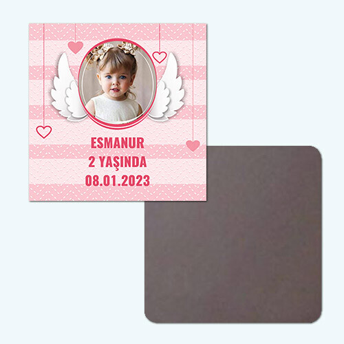 Melek Kanadı Temalı Kare Ahşap Magnet