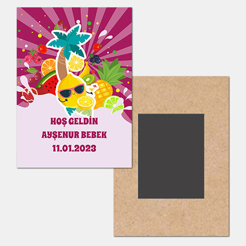 Meyveler Figürlü Ahşap Hediye Magnet