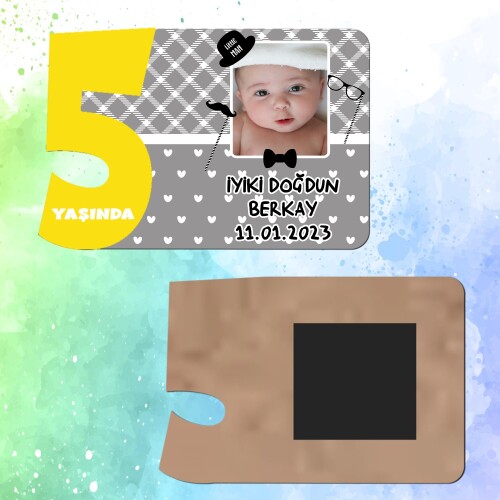 Little Man Küçük Adam 5 Yaşında Magnet Sarı Rakam
