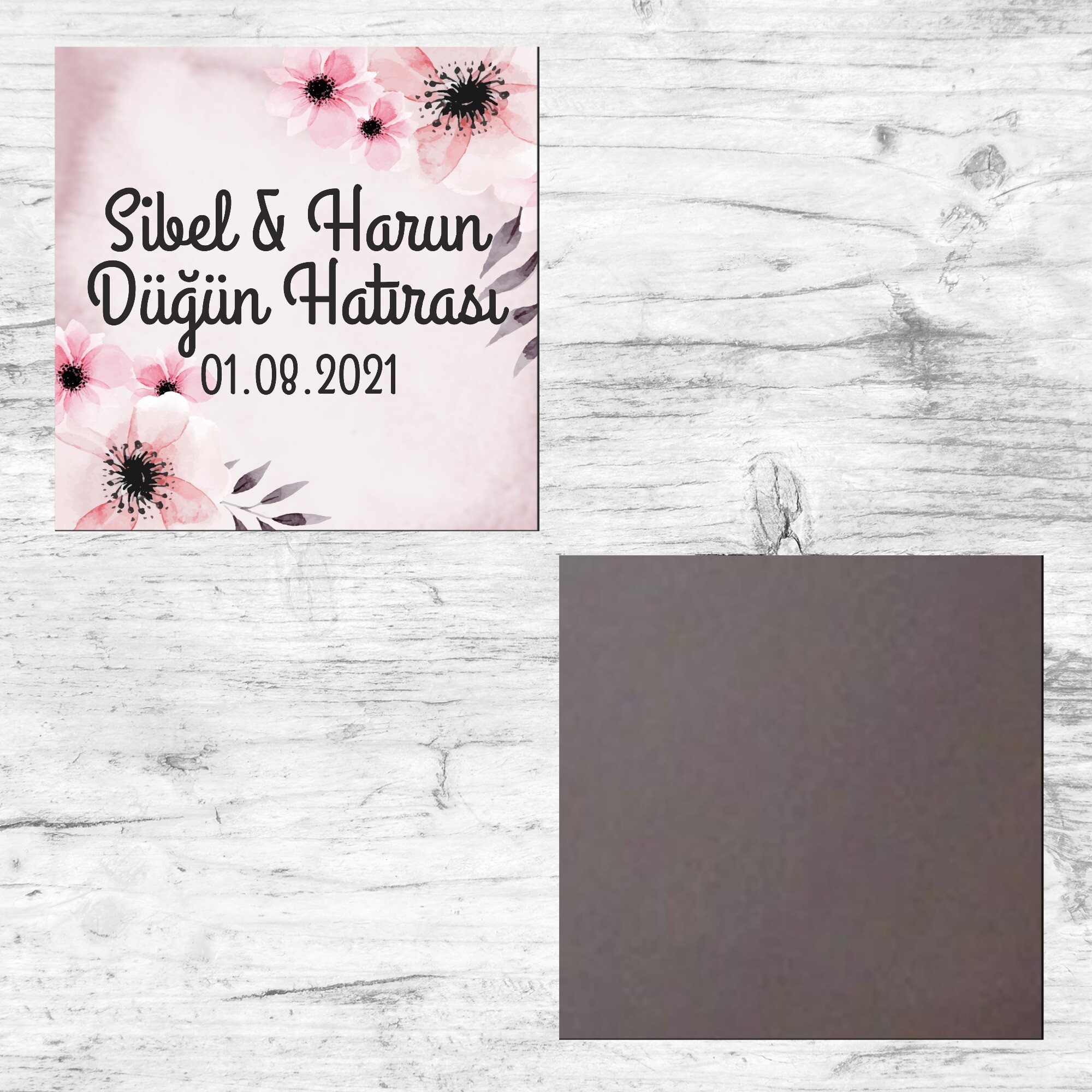 Pembe Tonlar Temalı Kına Düğün Kare Magnet