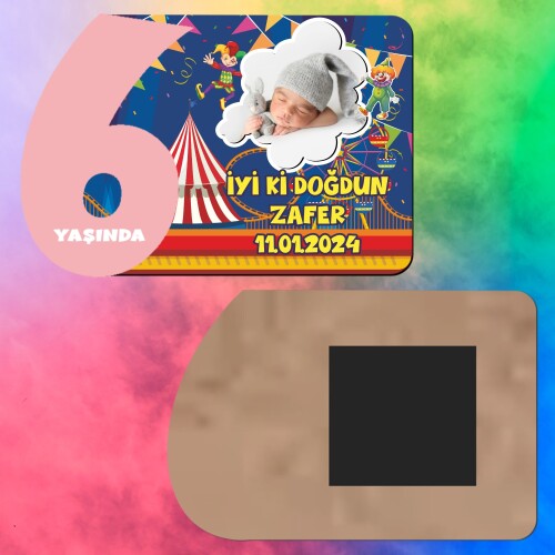Palyaço Temalı 6 Yaş Kız Çocuk Ahşap Pembe Rakam Magnet