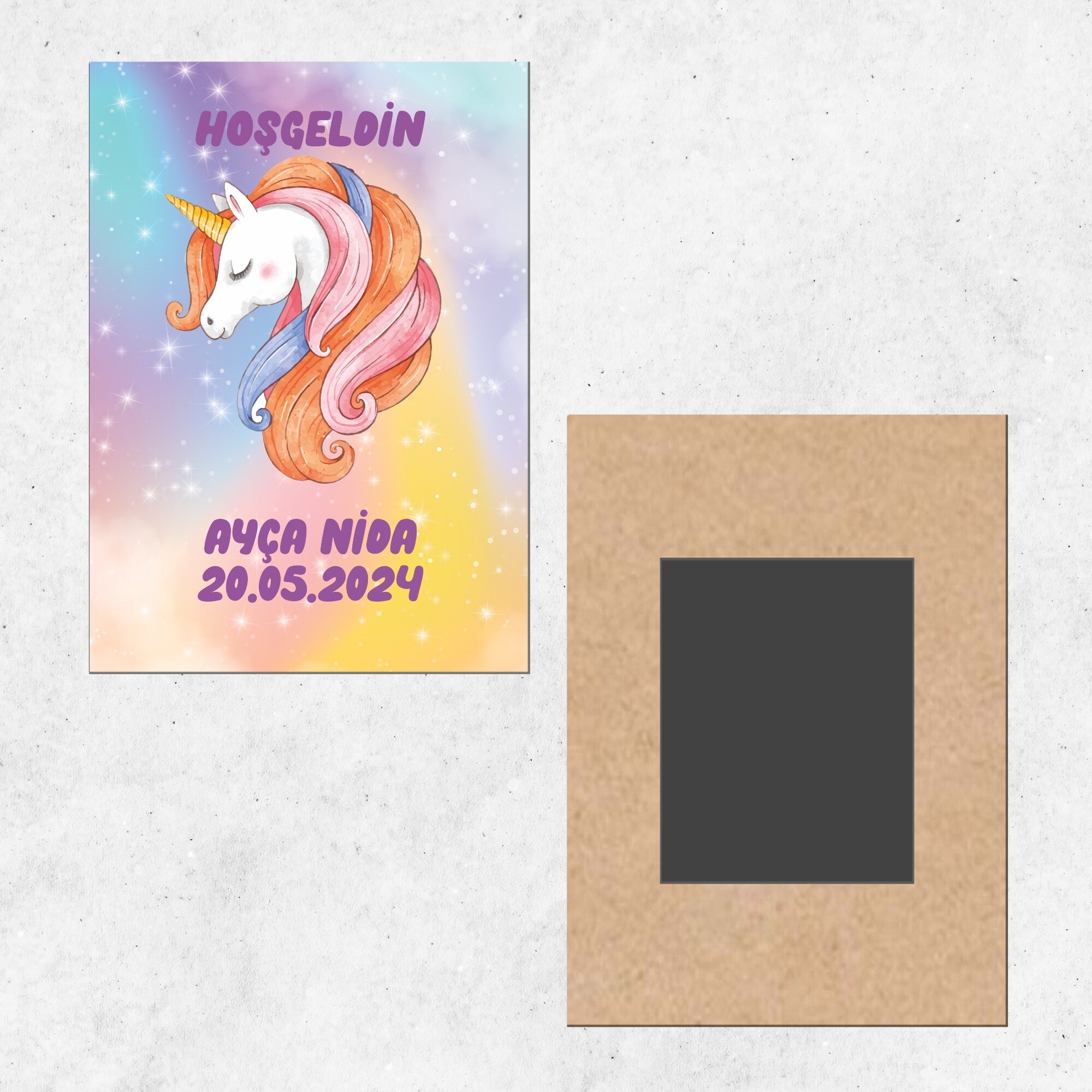 Unicorn Ahşap Hediye Magnet