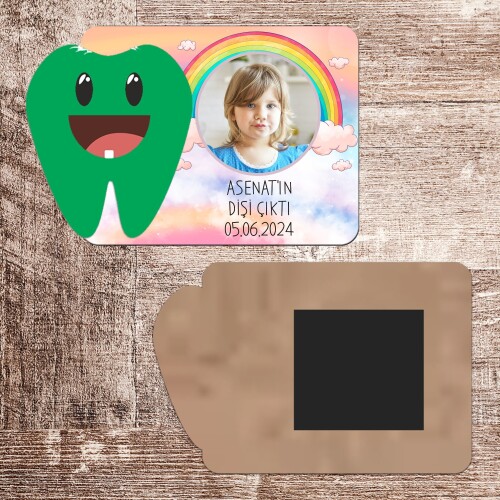 Gökkuşağı Temalı Artık Isırabilirim Magnet Ahşap Yeşil