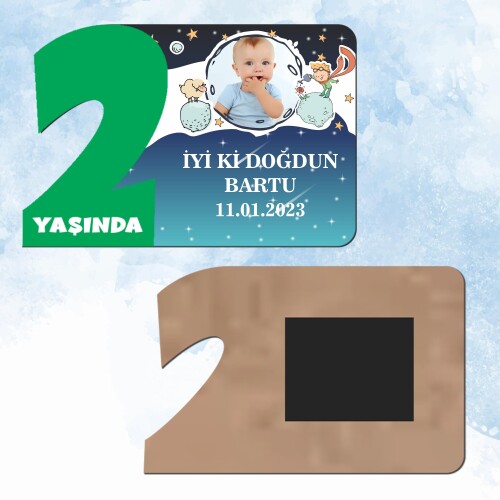 Küçük Prens Yeşil Rakamlı 2 Yaş Hediye Ahşap Magnet