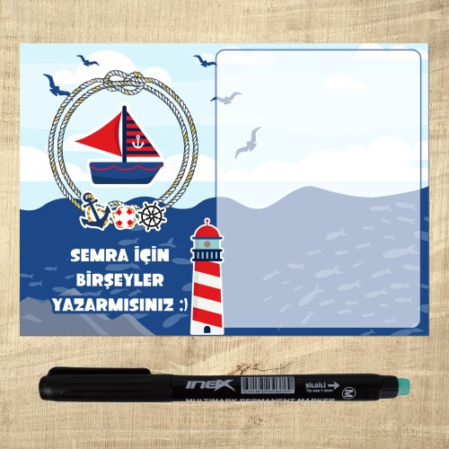 Denizci Teması Kalemli Notluk Magnet