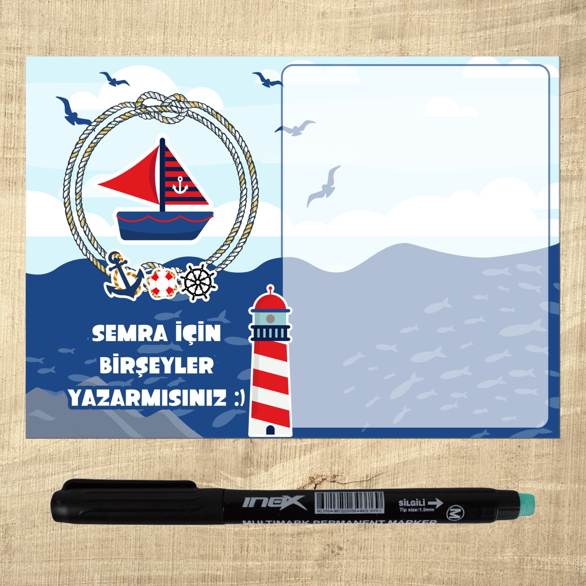 Denizci Teması Kalemli Notluk Magnet