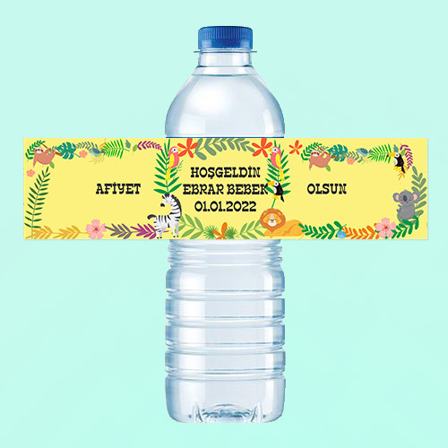 Orman Hayvanları Temalı Küçük Su Etiketi 500ML