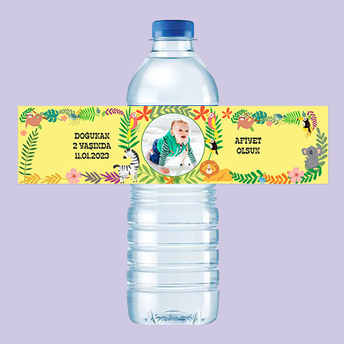 Orman Hayvanları Temalı 500ML Su Sargısı Etiketi