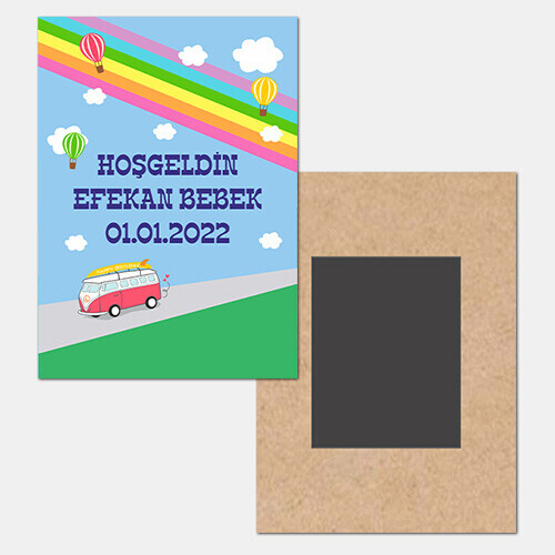 Otobüslü Ahşap Hediye Magnet