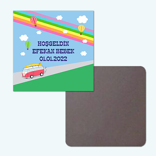 Otobüslü Klasik Kare Bebek Magnet