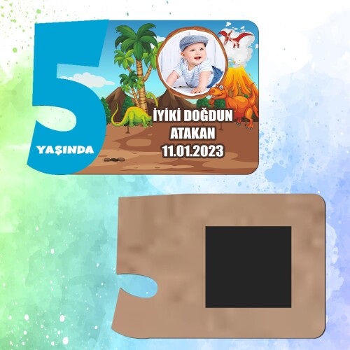 Dinazor Temalı 5 Yaşında Erkek Çocuk Magnet Ahşap