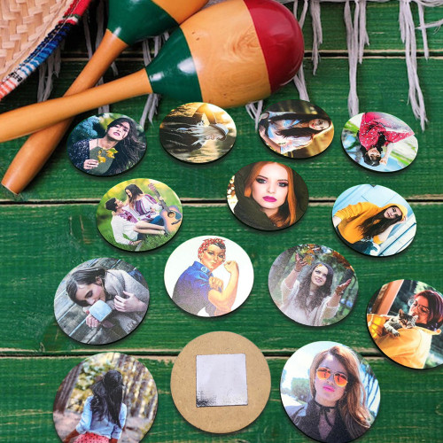 12 Adet 6 Cm Fotoğrafınızdan Daire Ahşap Magnet