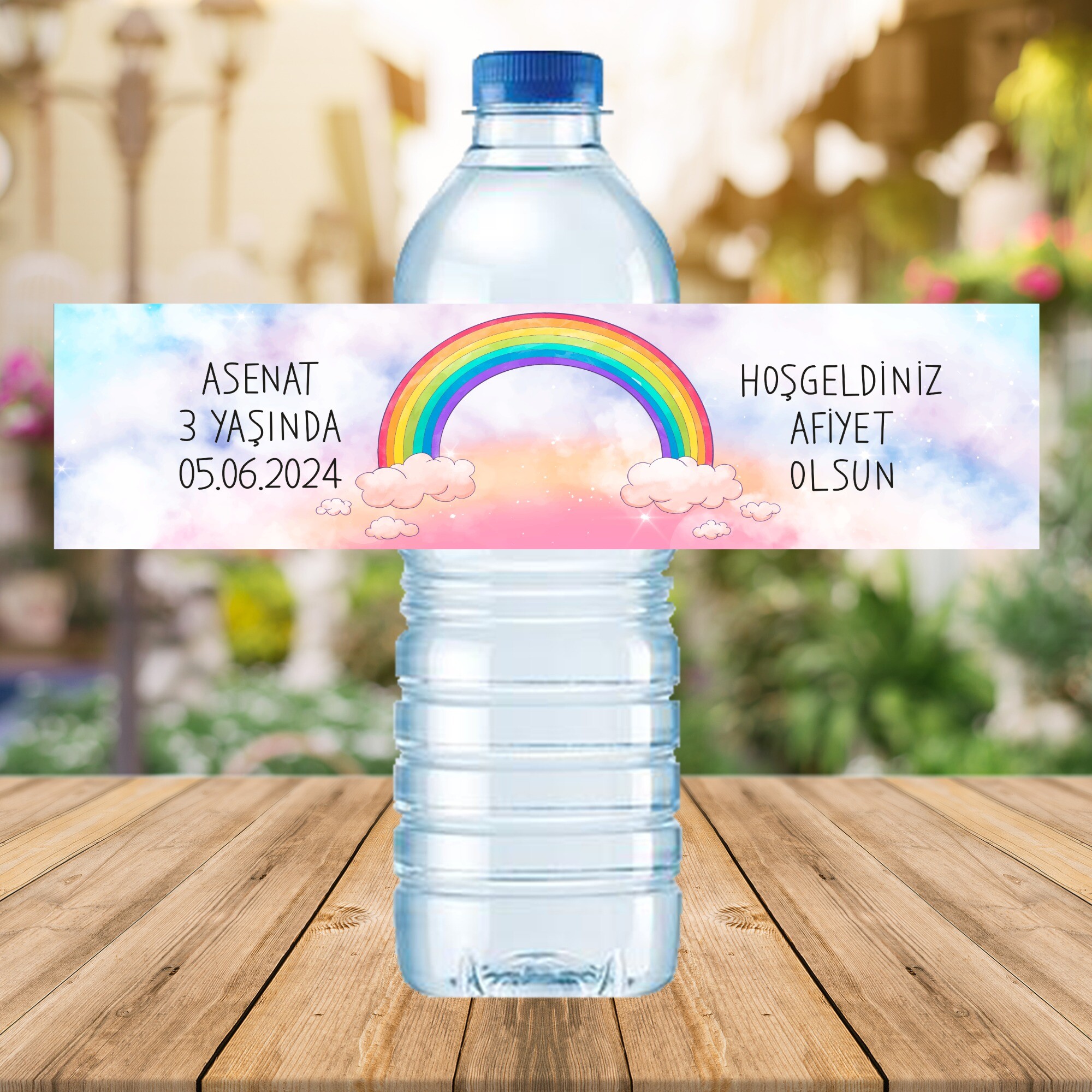Gökkuşağı Temalı Küçük Su Etiketi 500ML