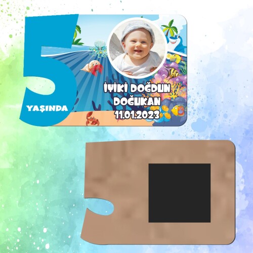 Deniz Canlıları Konsept 5 Yaşında Erkek Çocuk Magnet Ahşap
