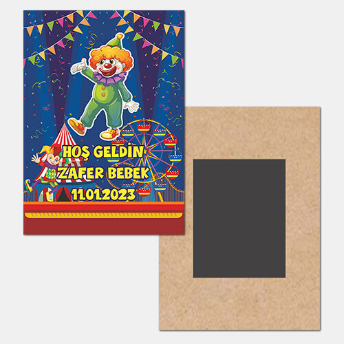 Palyaço Temalı Ahşap Hediye Magnet