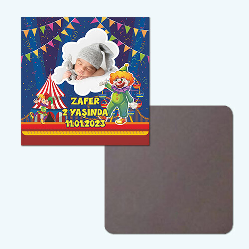 Palyaço Temalı Kare Resimli Magnet