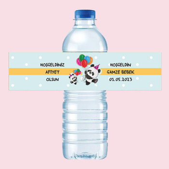 Panda Temalı Küçük Su Etiketi 500ML