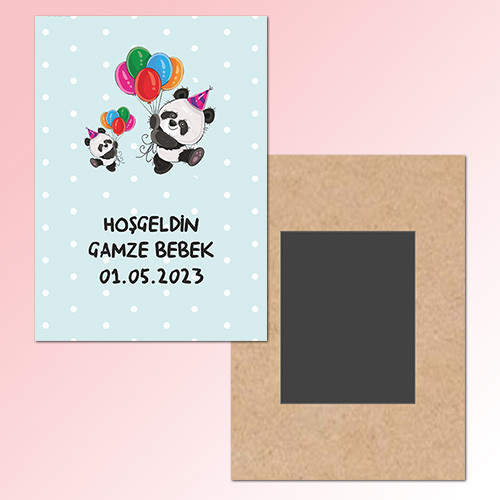 Panda Temalı Ahşap Hediye Magnet