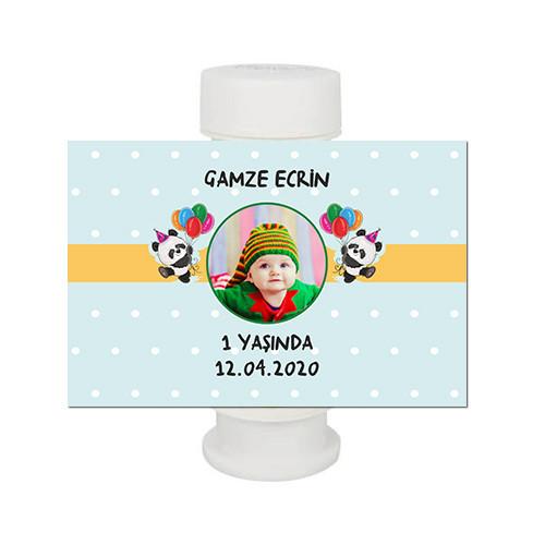 Panda Temalı Köpük Baloncuk Etiketi