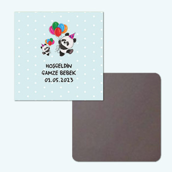 Panda Temalı Klasik Kare Bebek Magnet