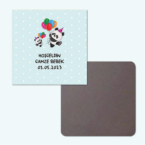 Panda Temalı Klasik Kare Bebek Magnet