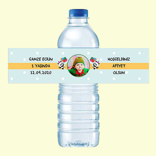 Panda Temalı 500ML Su Sargısı Etiketi