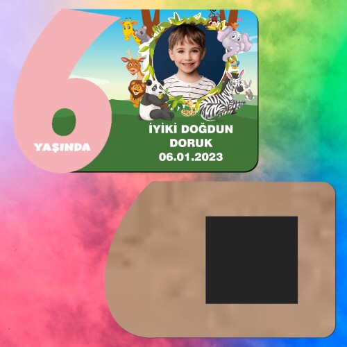 Safari Temalı 6 Yaş Kız Çocuk Ahşap Pembe Rakam Magnet