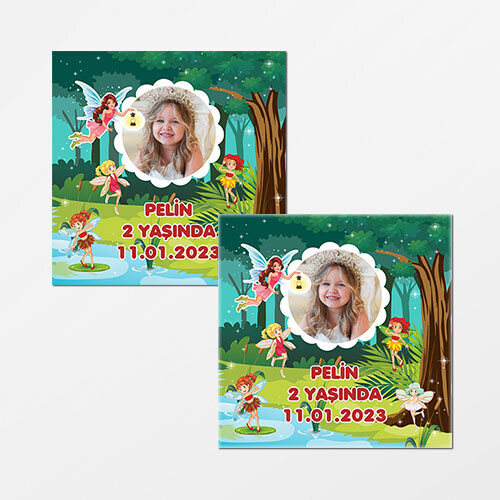 Peri Kızlar Kare Doğum Günü Sticker