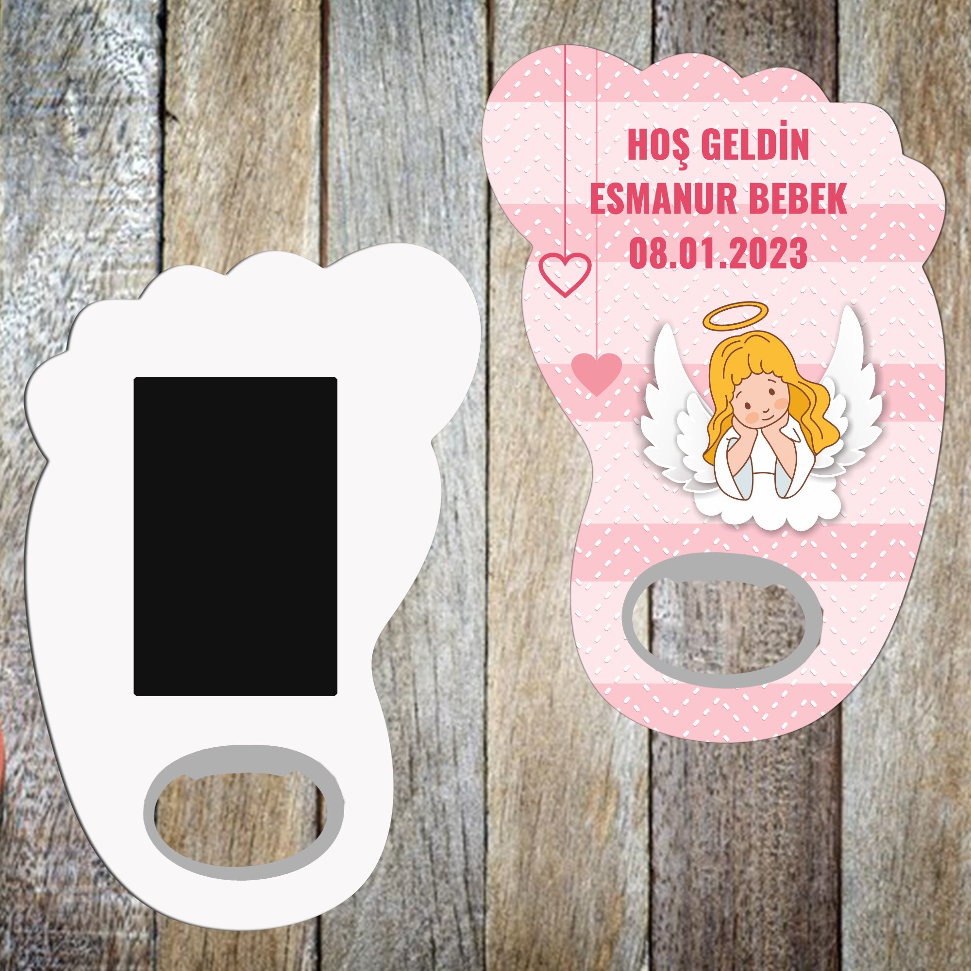 Melek Kanadı Temalı Bebek Ayağı Magnet Açacak