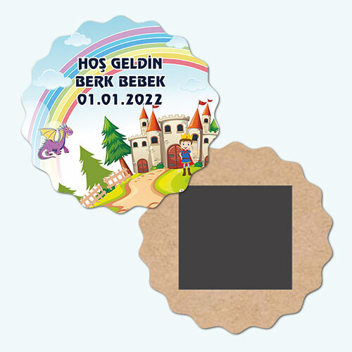 Prens Tasarım Dalgalı Ahşap Bebek Magneti