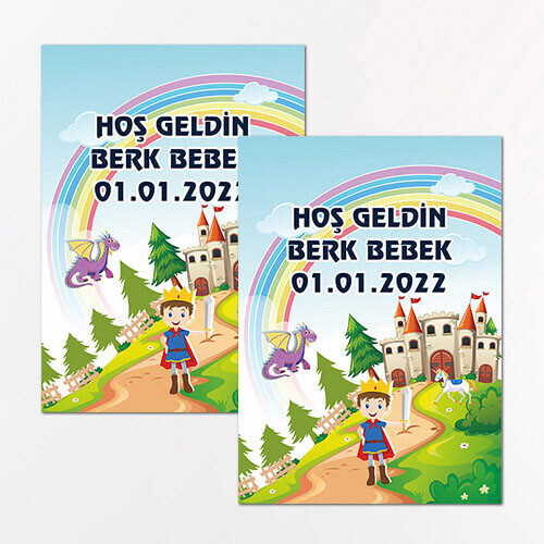 Prens Tasarım Dikdörtgen Bebek Sticker Etiket