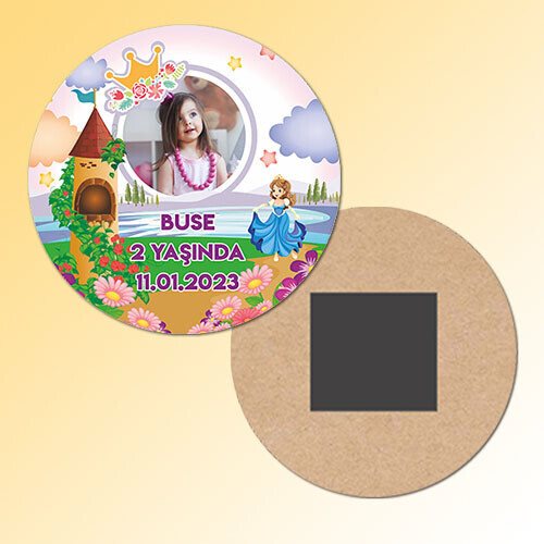 Prenses Tasarım Daire Ahşap Magnet