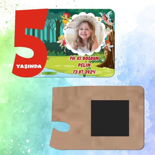 Peri Kızlar 5 Yaş İçin Ahşap Magnet Kırmızı Model