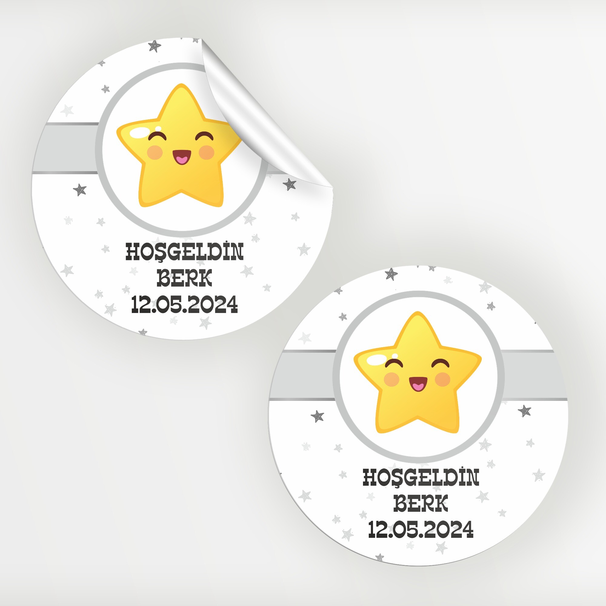 Star Temalı Bebek Sticker Etiket