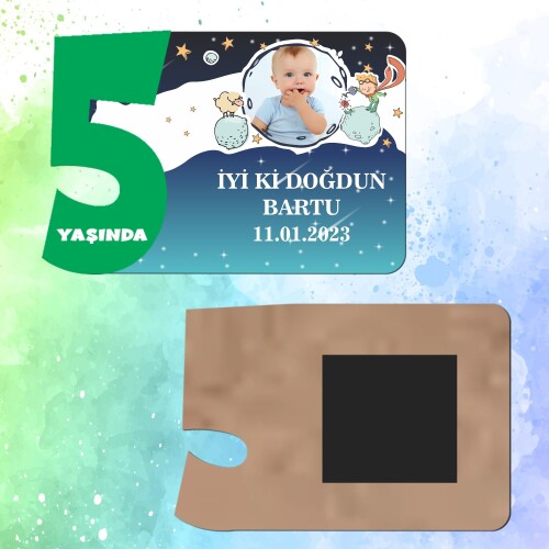 Küçük Prens Yeşil Rakamlı Ahşap 5 Yaşında Magnet