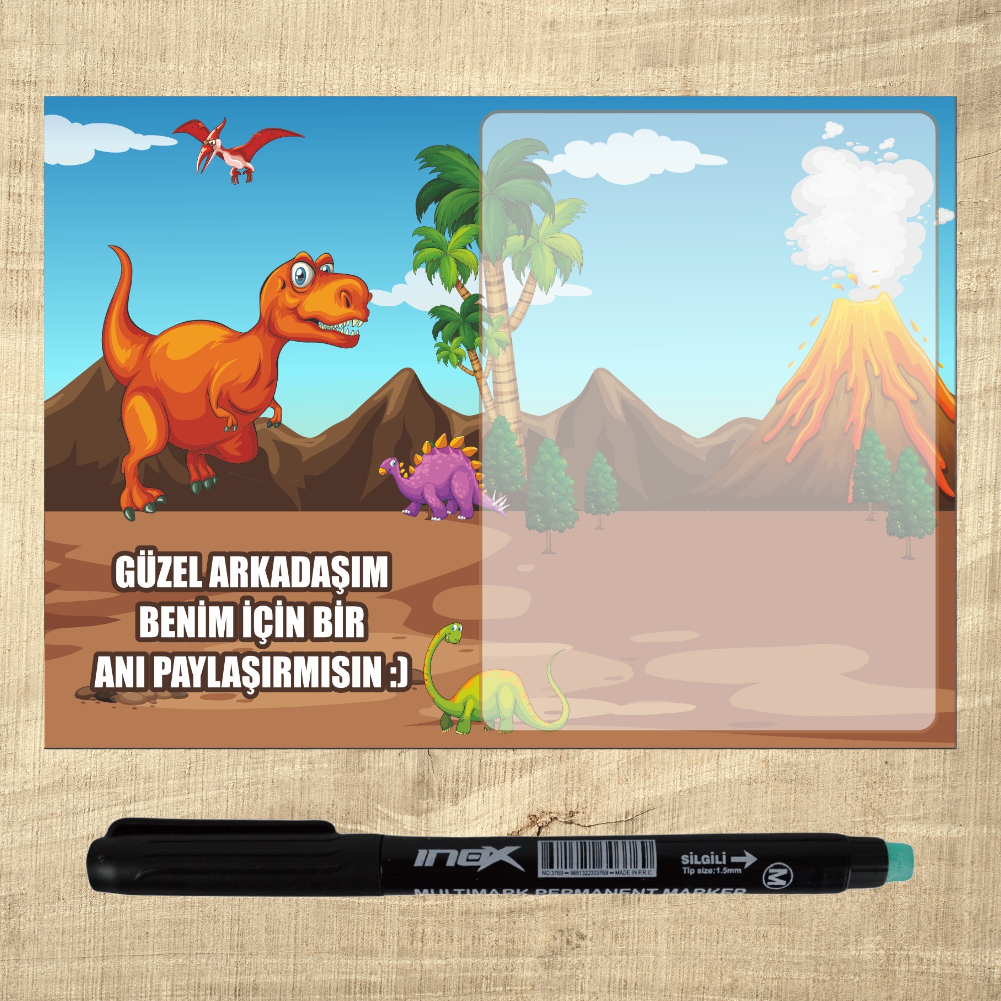 Dinazor Temalı Kalemli Notluk Magnet