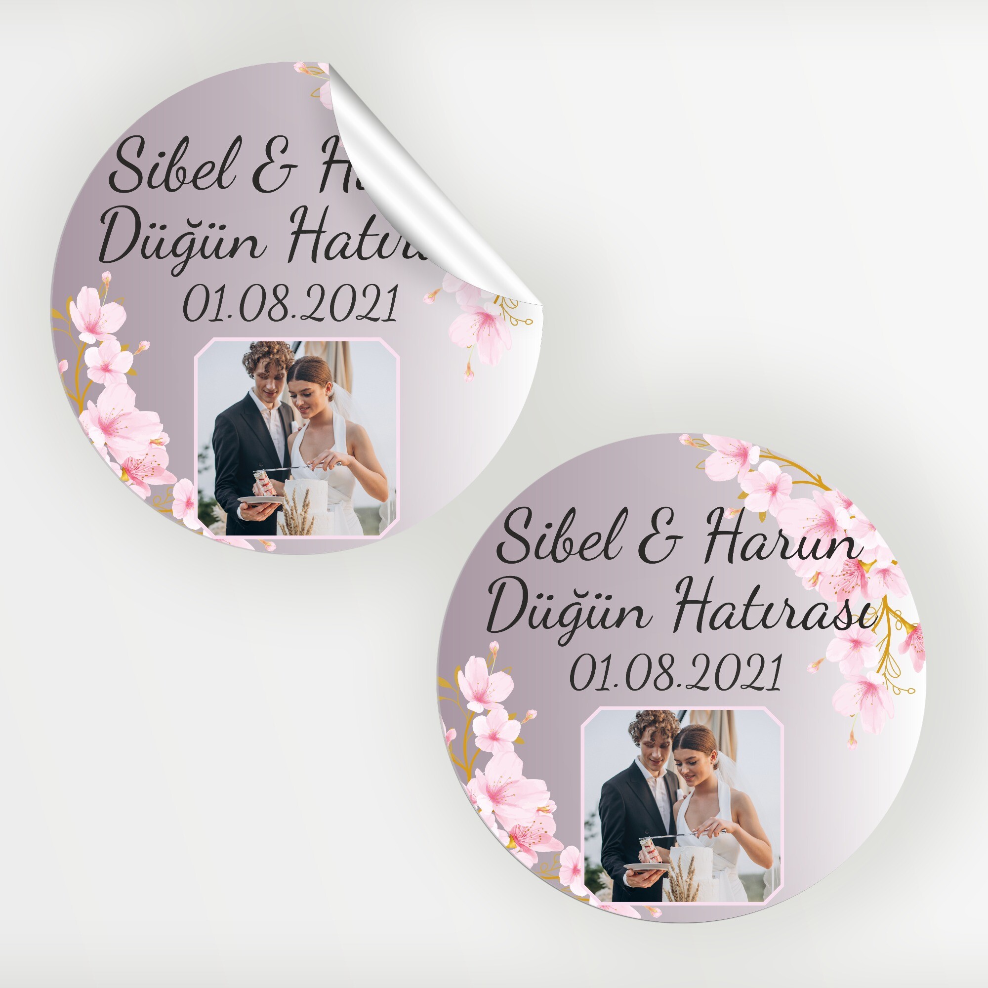 Kiraz Çiçeği Daire Kına Düğün Sticker