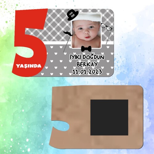 Little Man Küçük Adam 5 Yaş İçin Ahşap Magnet Kırmızı Model
