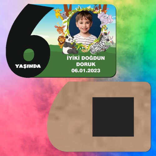 Safari Temalı 6 Yaş Siyah Rakamlı Ahşap Yaş Magnet