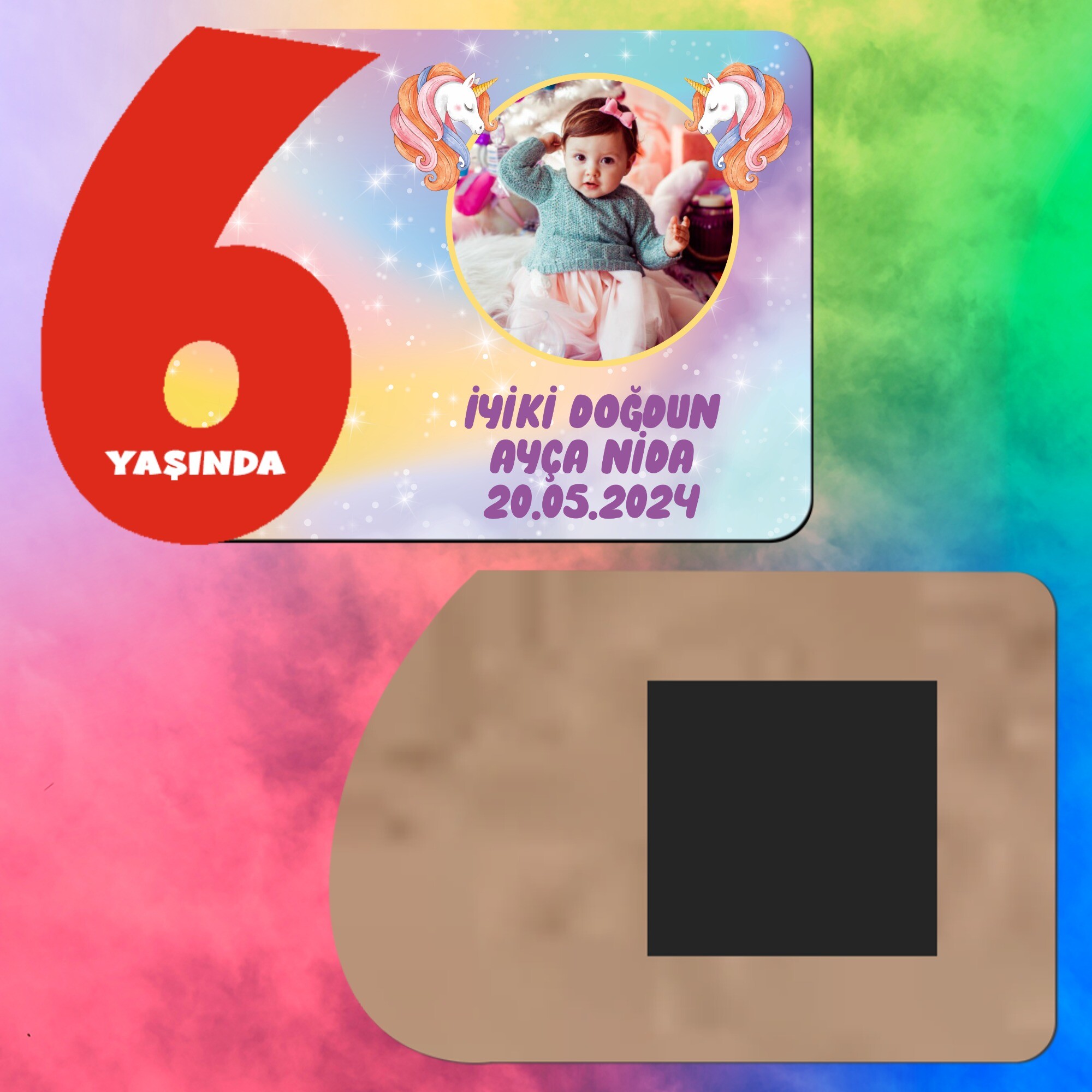Unicorn 6 Yaş Kırmızı Rakamlı Ahşap Magnet