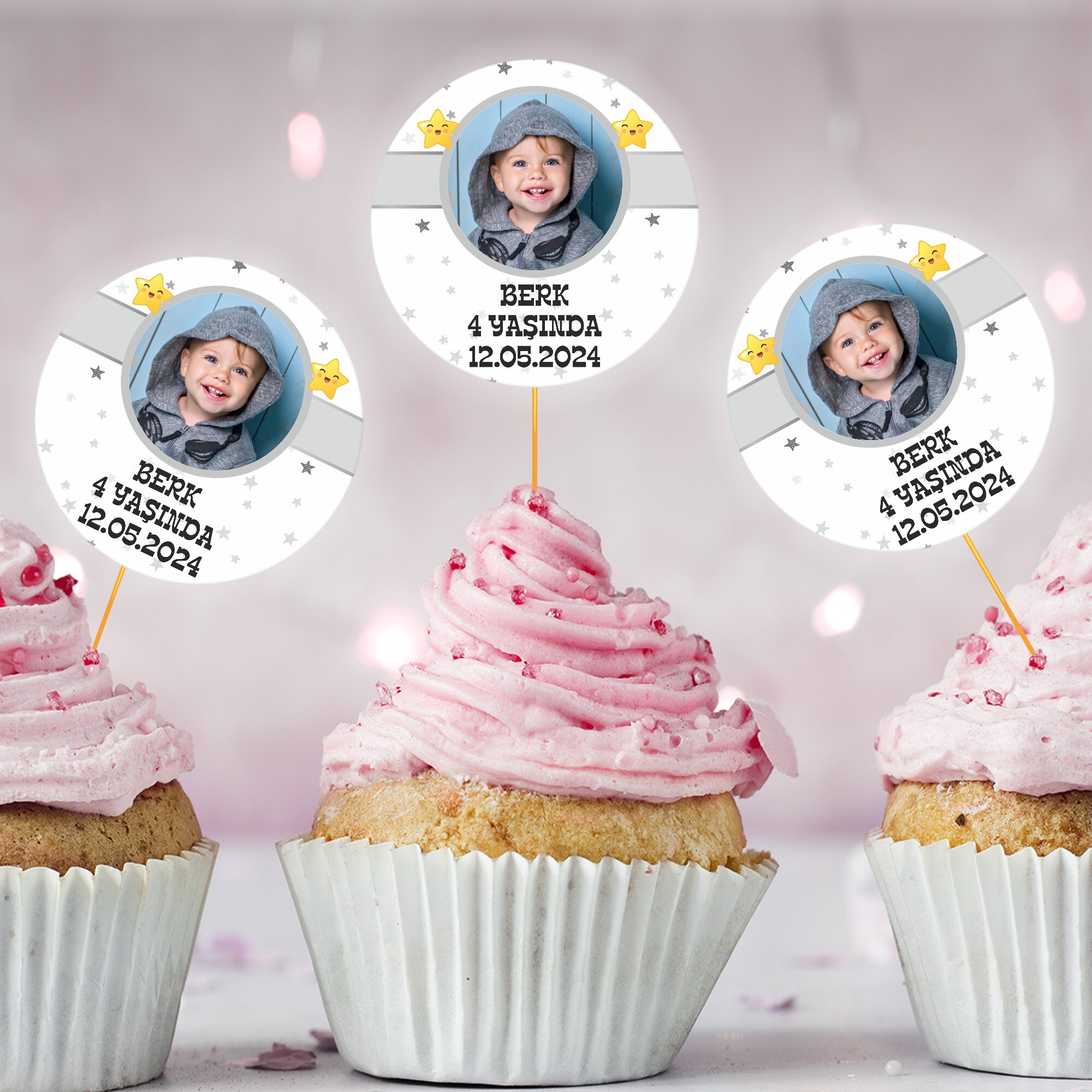 Star Temalı Cup Cake Kürdan Süs