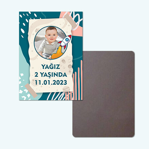 Roket Temalı Doğum Günü Magneti