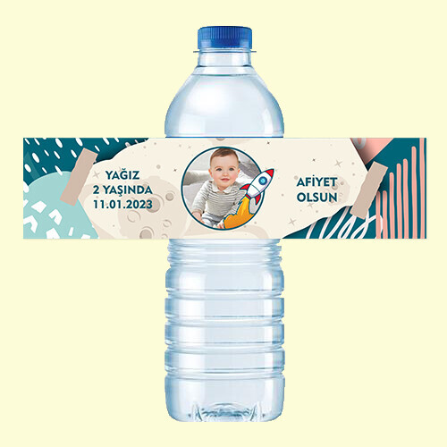 Roket Temalı 500ML Su Sargısı Etiketi