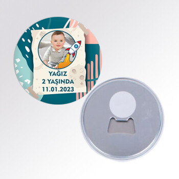Roket Temalı Açacaklı Buton Magnet