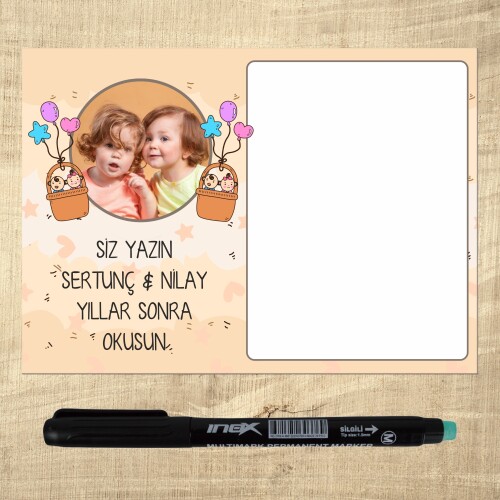 İkiz Bebek Kalemli Magnet Notluk