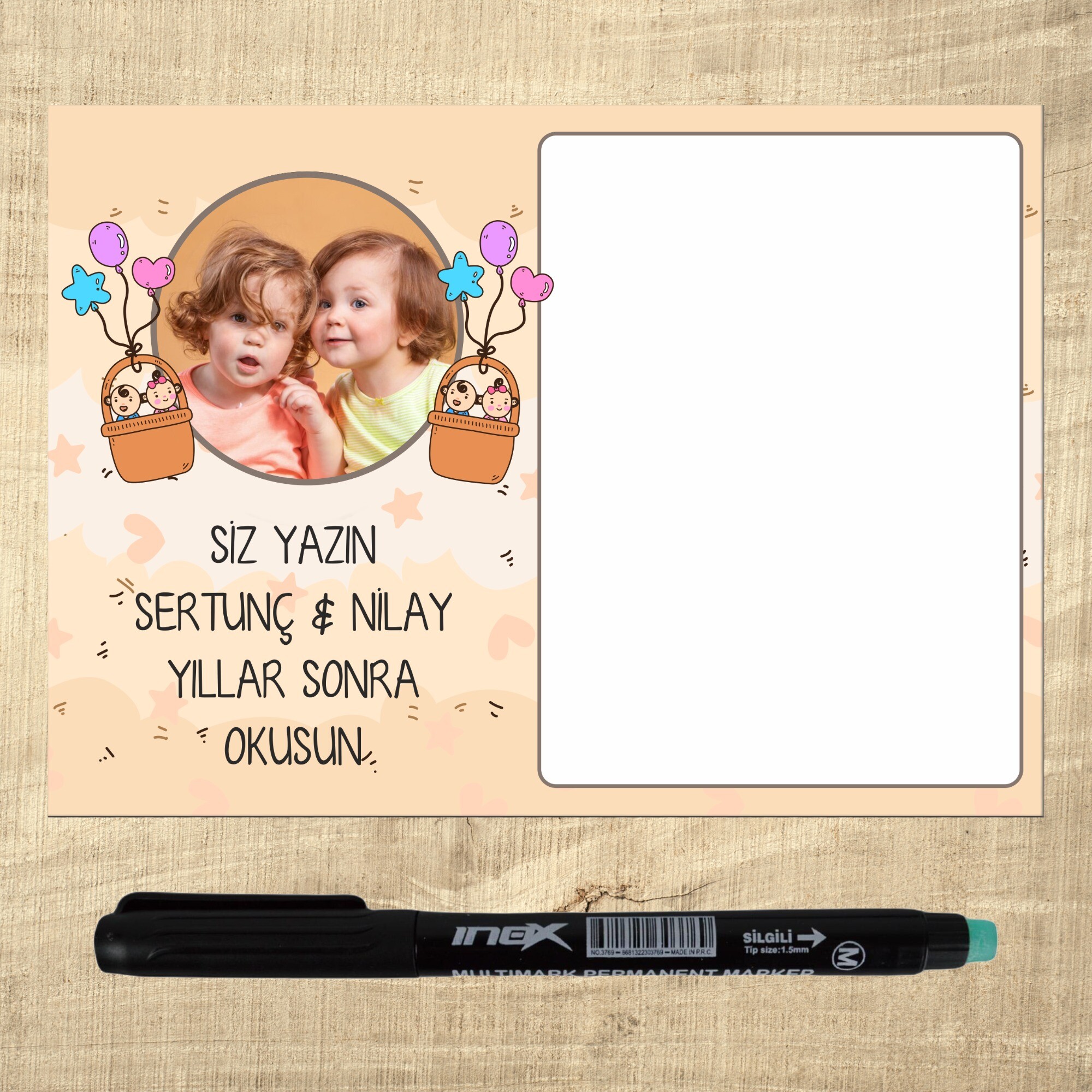 İkiz Bebek Kalemli Magnet Notluk