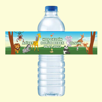 Safari Temalı Küçük Su Etiketi 500ML