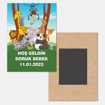 Safari Temalı Ahşap Hediye Magnet