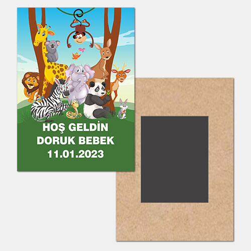 Safari Temalı Ahşap Hediye Magnet