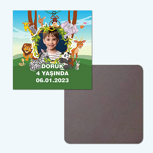 Safari Temalı Kare Resimli Magnet